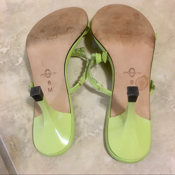 Joey O Green Strappy Rikrak Trim Preppy High Heel Sandals 6 EUC - Picture 8 of 8